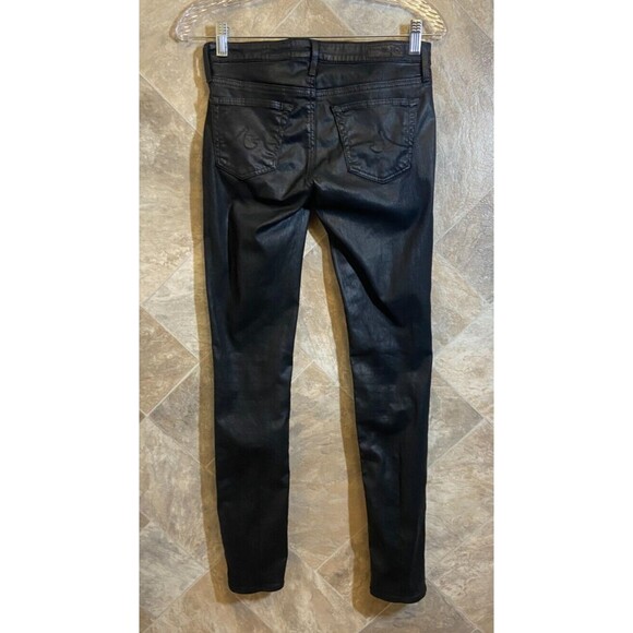 AG Pants Womens Size 25 R Leatherette Super Black The Legging Ankle Super Skinny - Picture 3 of 12